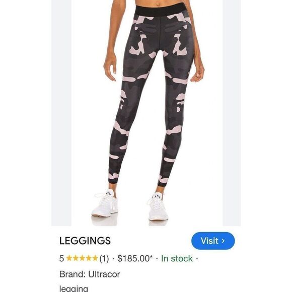 COR by Ultracor Camo Collegiate Legging Blush Patent Nero XSmall EUC,$185 - Picture 14 of 14